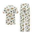 thumbnail image 6 of TSOVTHRID Daisy Bee Print Pajama Set for Women Short Sleeve Loungewear with Long Pants Soft Button Down Pajama Sets, 2XL, 6 of 7