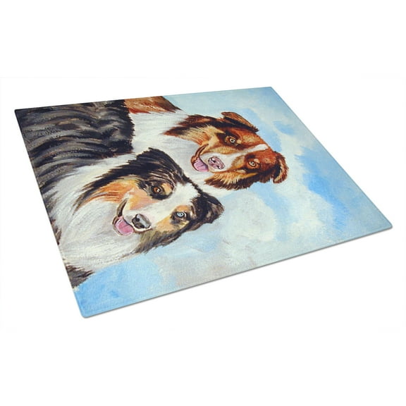 Carolines Treasures Australian Shepherd What a pair Glass Cutting Board Large 12H x 16W multicolor