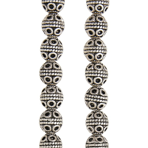Silver Plated Carved Round Beads - 8mm by Bead Landing