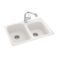 thumbnail image 2 of 1-Hole Double Bowl Kitchen Sink in Tahiti White Finish, 2 of 2