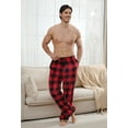 thumbnail image 3 of Vulcanodon Mens Flannel Pajama Pants, Soft Plaid Sleep Fleece Lounge Bottoms with Pockets(Buffalo Plaid-red, M), 3 of 4