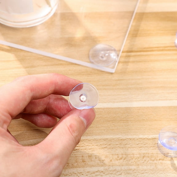 TEHAUX 12Pcs Clear Silicone Suction Cups Double Sided Mini Sucker Pads for Glass Tabletops