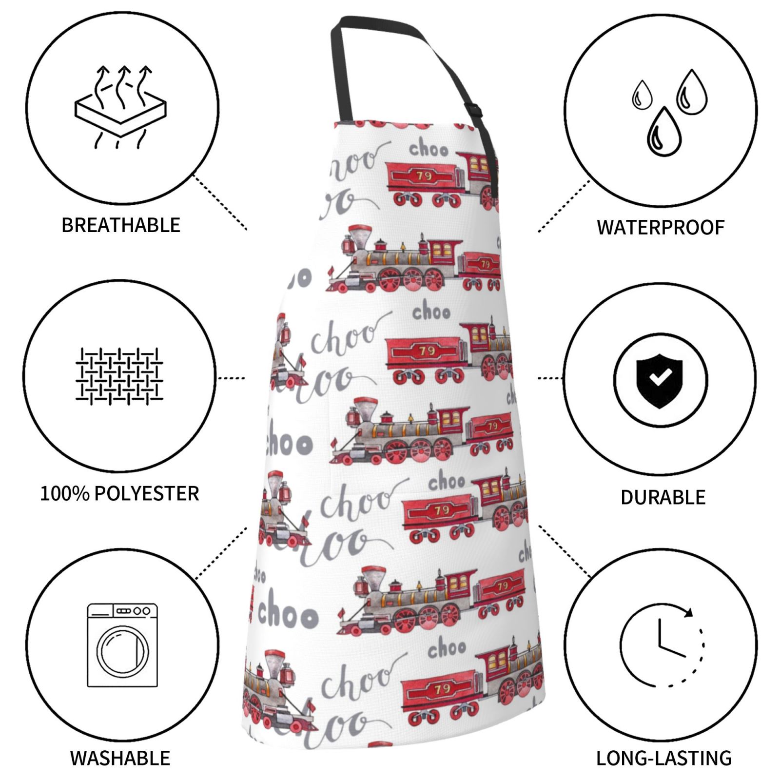 Naloa Retro Train Apron Kitchen Aprons with Pockets for Women Men Chef