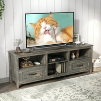 uhomepro Farmhouse TV Stand, TV Console Table for TVs up to 70.08", Media Console Entertainment Center for Living Room with Storage Drawers and Shelves, Black Pine