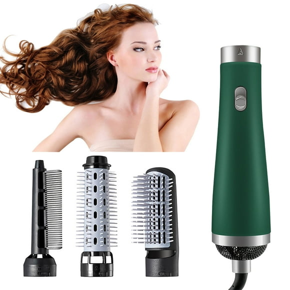 Pisexur Belleza Maquillaje Combo rizador de aire caliente 3 en 1 para peinar y controlar el frizz, cepillo secador de iones negativos voluminizador, 3 cepillos rizadores gipara mujeres y hombres