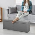 thumbnail image 3 of HomGarden 43'' Linen Storage Ottoman Bench, Foldable Footrest Stool W/ Divider, Light Gray, 3 of 11