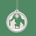 thumbnail image 7 of 3-Tier Silver & White Wood Nativity Scene Ornament – Religious Christmas Tree Decorations for Home, Church & Gifting (12x11cm), 7 of 7