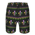 thumbnail image 4 of Kll Mardi Gras Fleur De Lis Men'S Casual Summer Beach Shorts Hawaiian Shorts With Pockets-3x-Large, 4 of 9