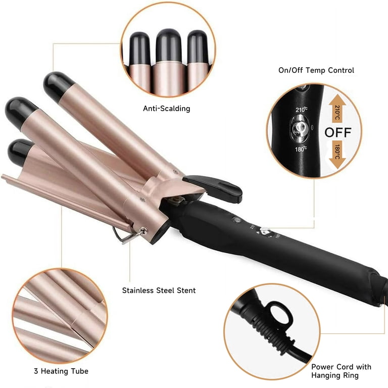 Morfone Ceramic 3 Barrel Curling Iron Wand 22mm Hair Waver