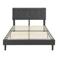 thumbnail image 3 of Gewnee King Size Platform Bed Frame with Upholstered Headboard and wood slats support.Grey, 3 of 8