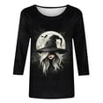 thumbnail image 4 of VKOYWKM Hauts d'Halloween pour Femmes T-Shirts Graphiques de Sorcière à Manches 3/4 T-Shirts d'Automne à Col Rond Coupe Ample T-Shirts Costumes d'Halloween Chemise Blouses, 4 of 5