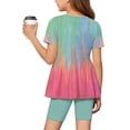 thumbnail image 6 of Grblisyd 1-13Y Tween Girl Clothes 2 Piece Short Sleeve Gradient Ruffle Hem Top and Biker Shorts Teen Girl Summer Outfits Short Set, 6 of 6