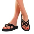 thumbnail image 4 of ZTTD Slippers for Women Ladies Bohemian Wedges Slippers Causal Beach Shoes Flip Flops Sandals Black, 4 of 7