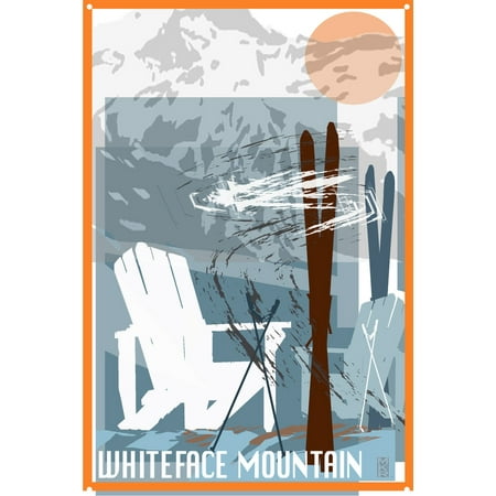 Whiteface Mountain New York Adirondack Chairs & Skis Metal Art Print by Mike Rangner (12