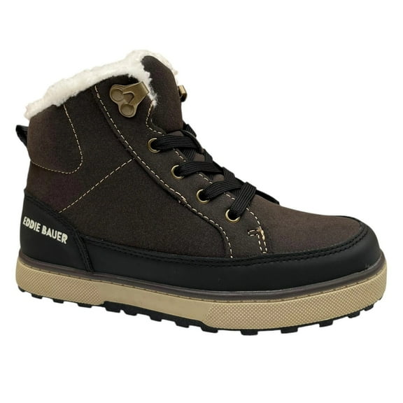 Eddie Bauer Little Boys Faux-Shearling Lined Ankle Boots Size 13 Brown-Tan-Black