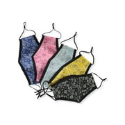 5-Pack Fashionable 100% Cotton Face Masks with Adjustable Ear Loops- Many Prints - cashew print, one size