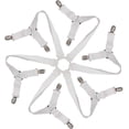 thumbnail image 1 of Clips para sábanas de 6 lados, sujetadores de sábanas, correas elásticas ajustables, soporte para sábanas redondas/cuadradas, King/Queen de cualquier tamaño (blanco), 1 of 5