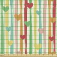 thumbnail image 2 of Ambesonne Colorful Fabric by the Yard Upholstery, Hearts on Stripes, 1 Yard, Multicolor, 2 of 5