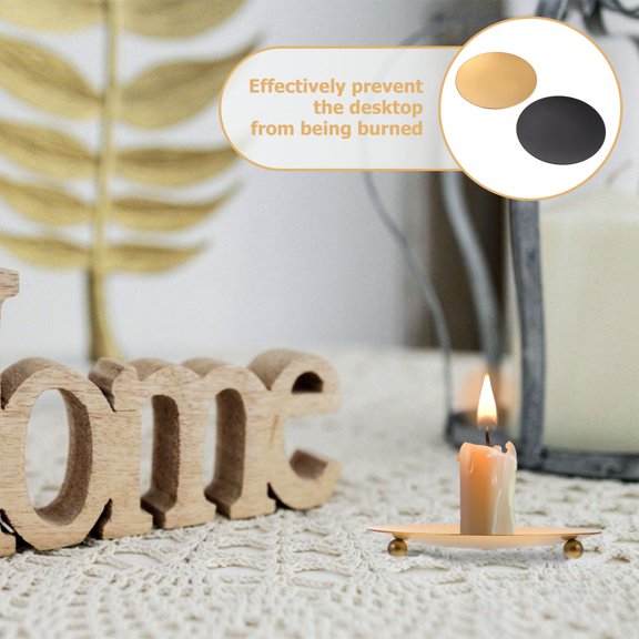 FOMIYES 2Pcs Assorted Color Iron Candle Plates for Wedding Party and Home Candle Decoration