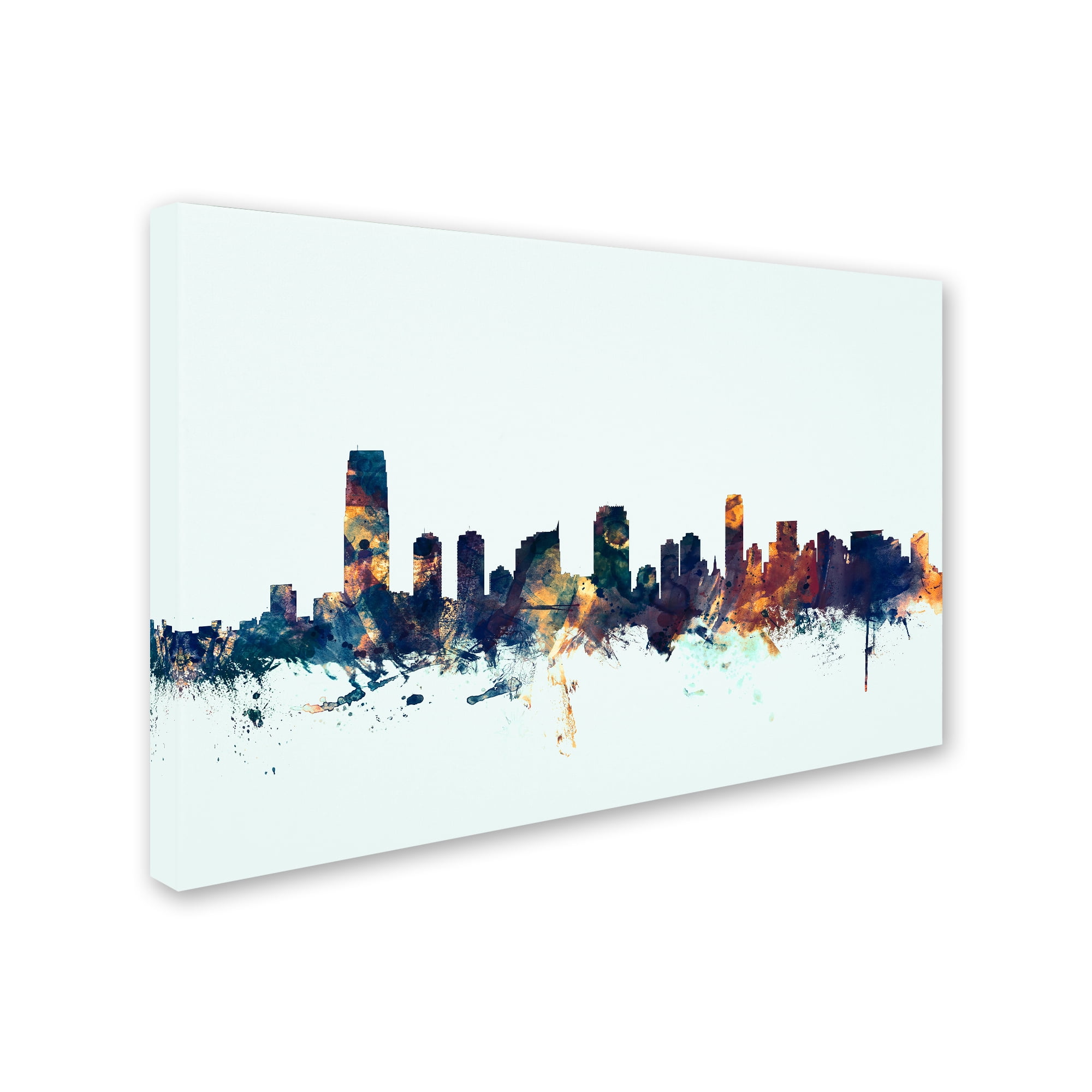Trademark Fine Art "Jersey City NJ Skyline Blue" Canvas Art by Michael Tompsett