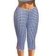 thumbnail image 3 of MLQIDK Pedal Pushers for Women Dressy Casual Plaid Capri Pants Knee Length Elastic Waist Plus Size Capris Trendy Summer Plaid Capri Pants with Pockets Blue L, 3 of 6