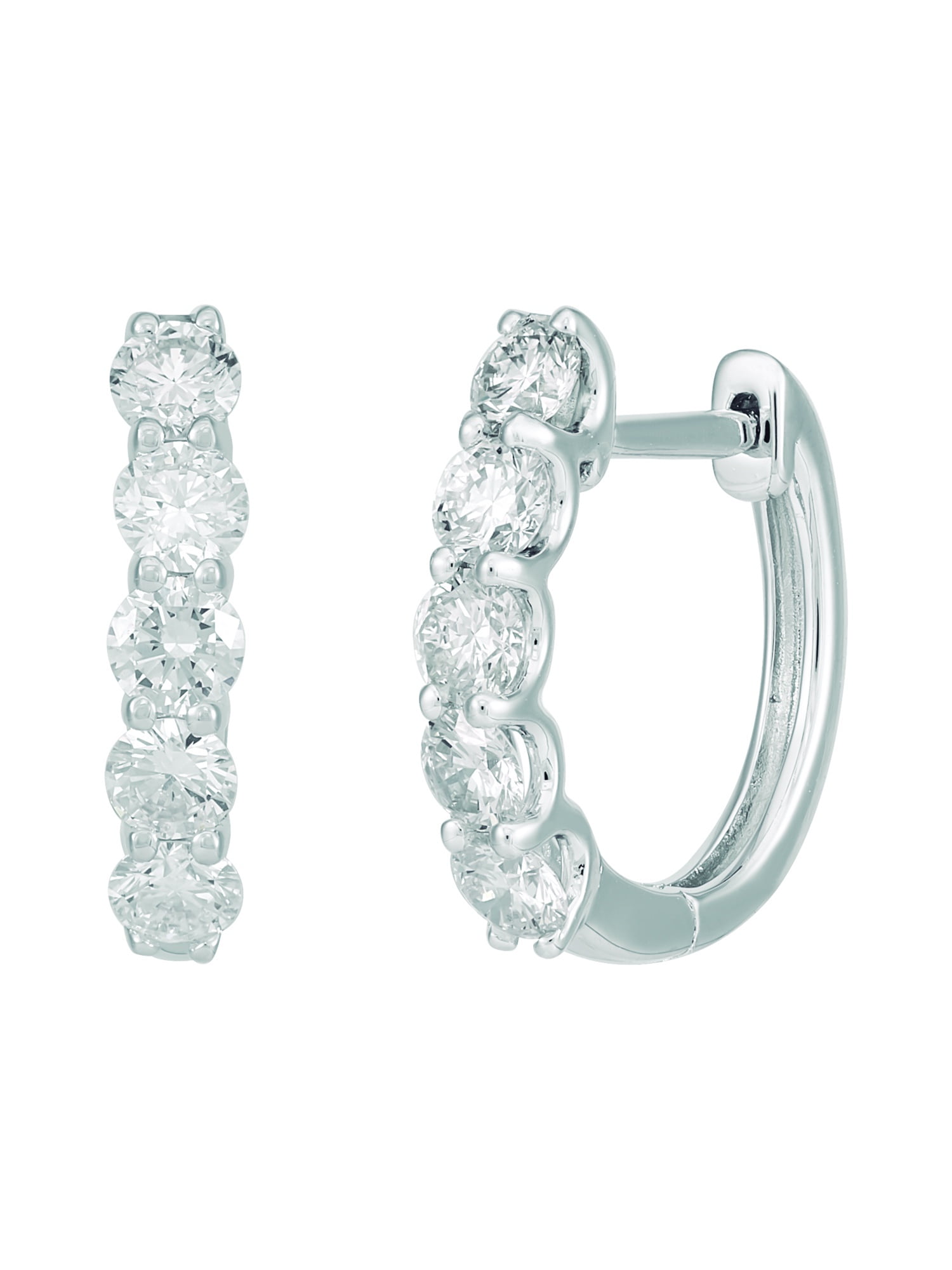 Brilliance Fine Jewelry Sterling Silver 1 CTTW Lab Grown Diamond Oval Hoop Earrings