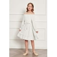 thumbnail image 3 of Oudiya Girls Long Sleeve Fall Dresses Formal Party Holiday Swing Flowy Ruffle Midi Dress, 5-13Y, 3 of 8