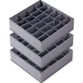 thumbnail image 1 of Criusia Paquete de 3 divisores organizadores de ropa interior para calcetines, cajones de tela de 64 celdas, cajas de almacenamiento plegables para guardar calcetines, ropa interior, corbatas (16+24+2, 1 of 5