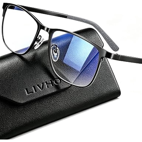 livho Blue Light Blocking Glasses for Men - Ultra-Light Metal Frame Relieve Eyestrain and Eye Protection, Blocking Glasses