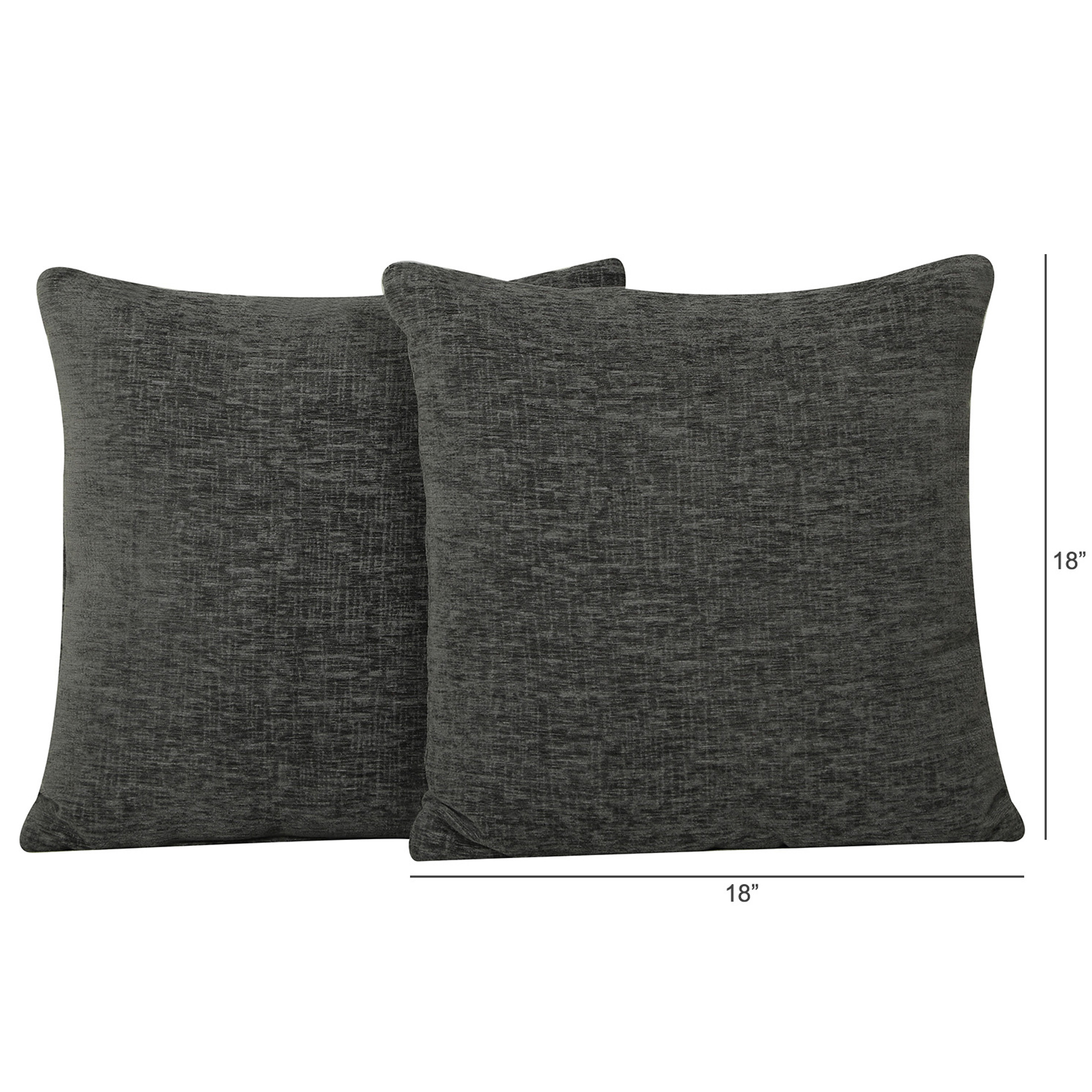Mainstays Chenille Square Grey Pillow 18''x18'', 2 Pack - image 4 of 5