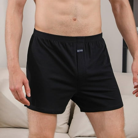 

ALSLIAO Men Casual Loose Wide Leg Cotton Boxer Short Home Wear Underwear Underpant Black 2XL