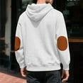 thumbnail image 5 of LpwkSSA Men's Linen Hoodies Casual Long Sleeve Pullover Coat Solid Color Lightweight Loose Fit Hooded Sweatshirt Quarter Button Drawstring Coats White S, 5 of 5