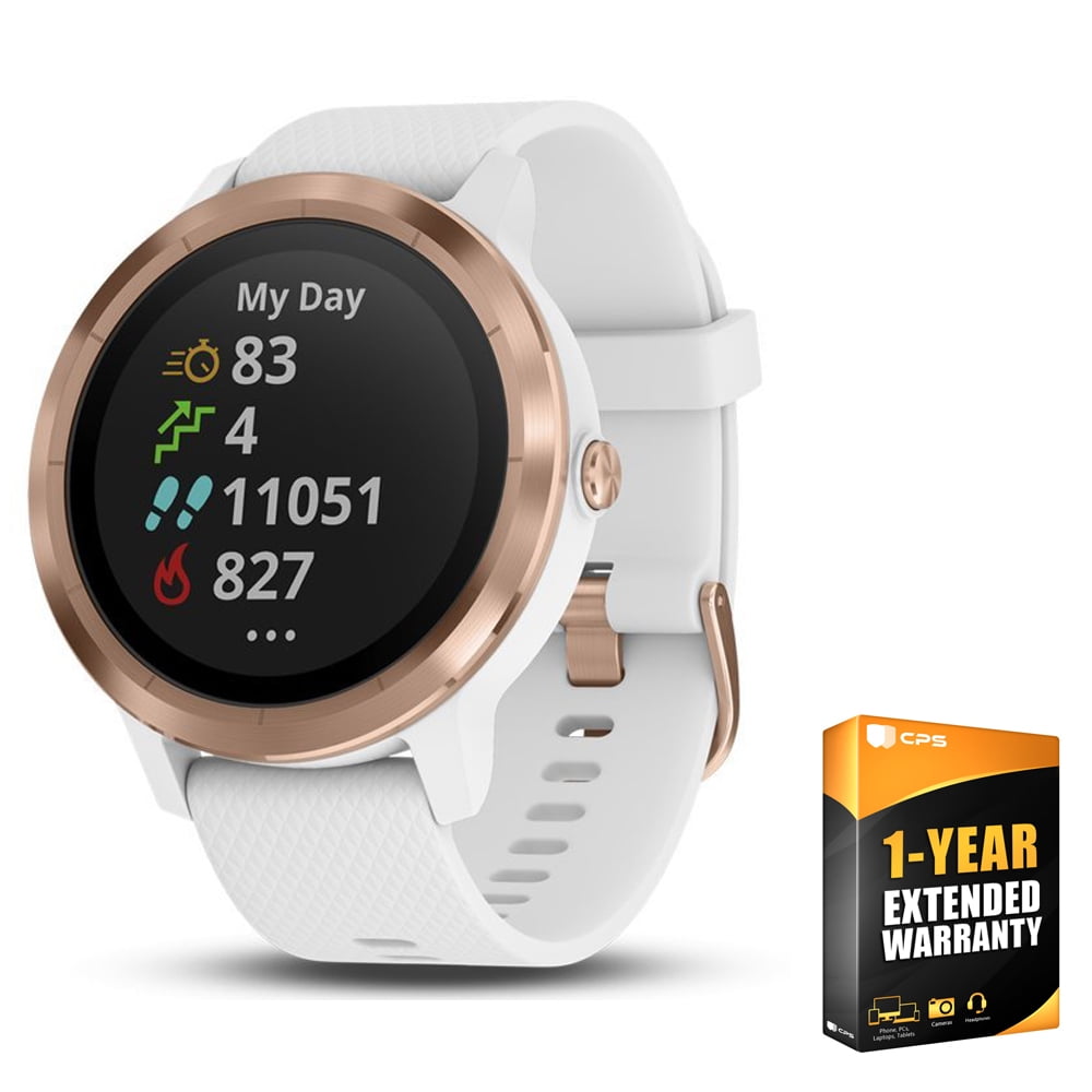 Garmin 010-01769-09 Vivoactive 3 GPS Smartwatch White with Rose Gold Bundle 1 Year Extended Warranty - Walmart.com