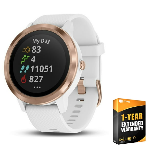 Garmin 010-01769-09 Vivoactive 3 GPS Smartwatch White with Rose Gold Bundle with 1 Year Extended Warranty Walmart.com