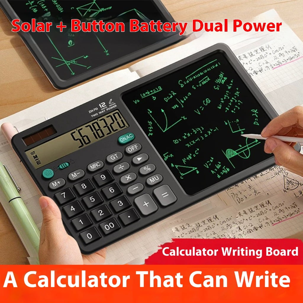 WINDLAND 2 In 1 Calculator And Writing Pad With Large Screen Solar Battery Powereds