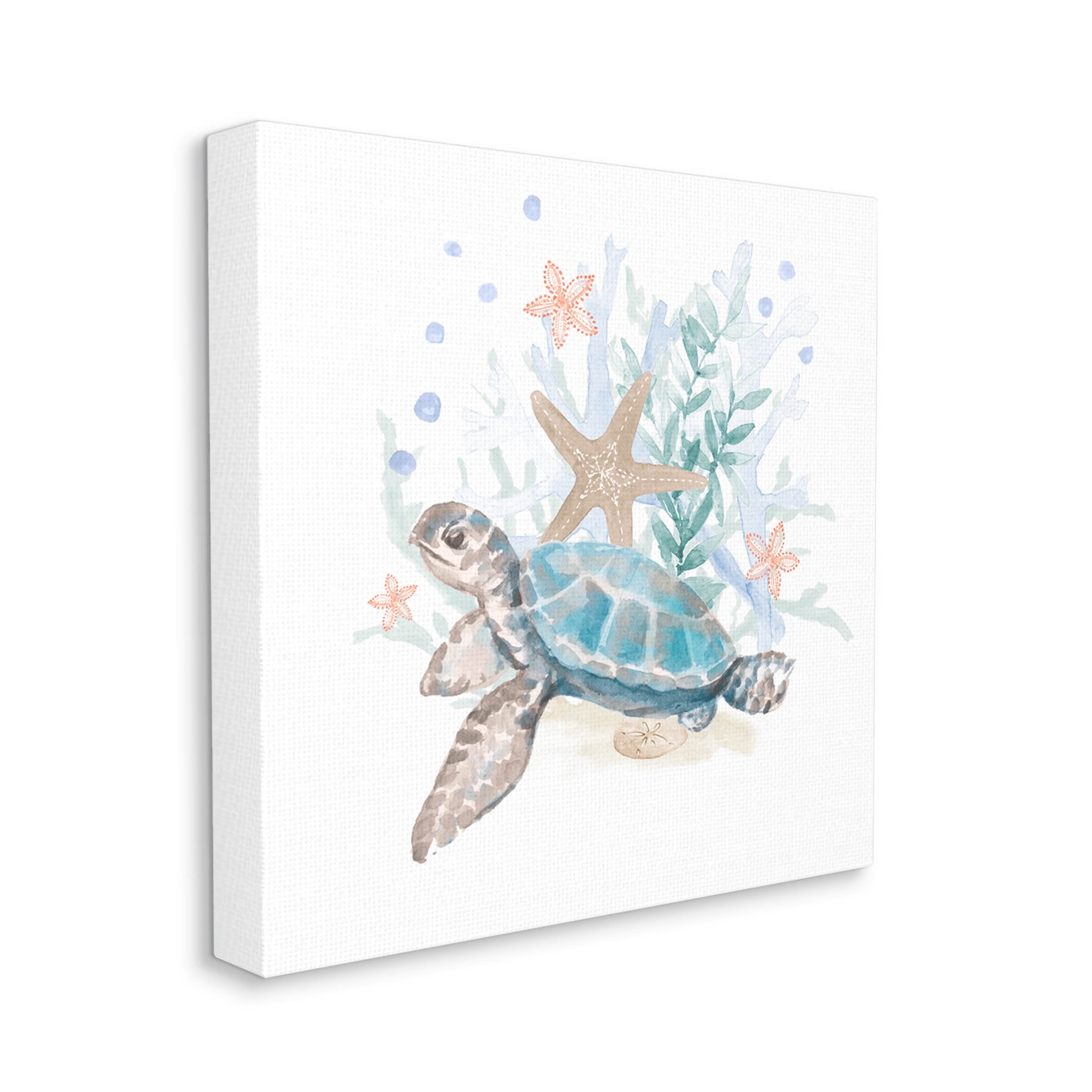Mixed Sea Life Tortoise Swimming Animals & Insects Graphic Art Gallery Wrapped Canvas Print Wall Art
