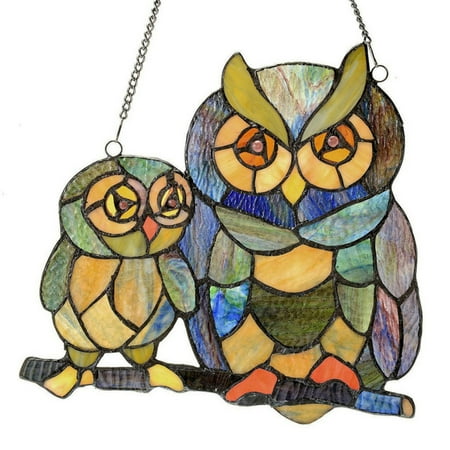 River of Goods Stained Glass Friendly Owls Window Panel