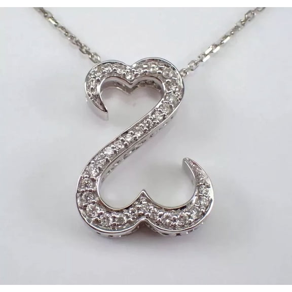 2Ct Round Lab Created Diamond Open Heart Pendant 14k White Gold Plated Free Chain