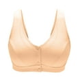 thumbnail image 4 of RYRJJ Full Cup Unpadded Wirefree Bras for Women Front Closure Snaps Cotton Everyday Bra Easy On Front Close Seamless Comfy Bralette Bras(Beige,L), 4 of 6