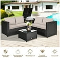 thumbnail image 4 of Costway Ensemble de Mobilier d'Extérieur en Rotin pour Patio 4 Pcs avec Coussins, Causeuse et Table de Rangement, 4 of 10