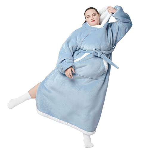 Bedsure Ovesized Wearable Blanket Hoodie, Long Sherpa Fleece Blanket