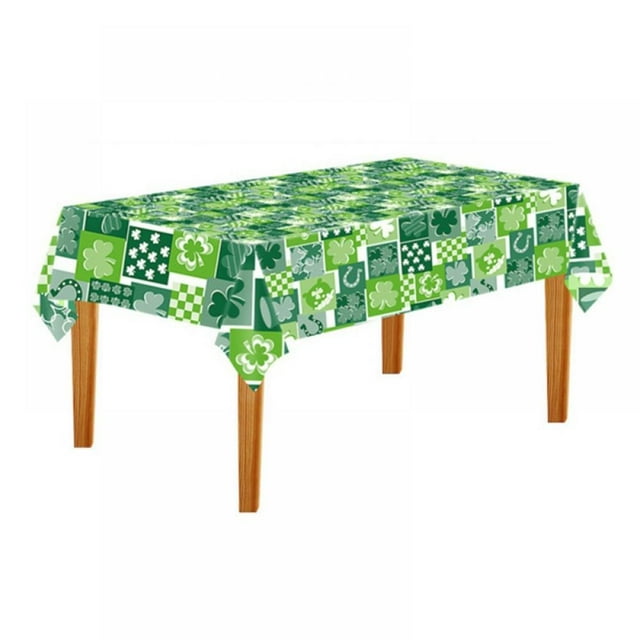 St. Patrick's Day Tablecloth, Green Lucky Shamrock Table Cloth, Buffalo