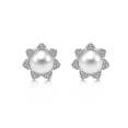 thumbnail image 1 of Aretes de plata .925 BELLAPLATA MF broquel Girasoles del bosque con perlas naturales y circonias brillantes, 1 of 3