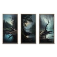 thumbnail image 2 of Designart "Mysterious Morning Fallen Tree by Misty Lake II" Lakehouse Framed Wall Art Set Of 3 - Blue Lake House Frame Canvas Set For Living Room Decor, 2 of 6