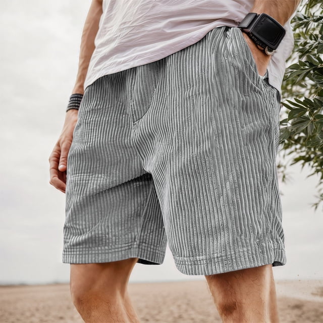 Retro Corduroy Casual Shorts with Embroidered Logo and Adjustable Drawstring for Everyday Comfort and Modern Style