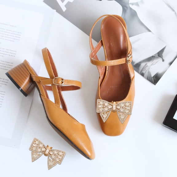 Luxshiny 1 Pair Rhinestone Detachable Bow Shoe Clips for Women, Stylish Shoe Accessories to Footwear