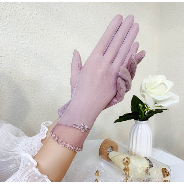 DecSea Gants d'Été pour Femmes Protection UV en Dentelle Gants Courts de Conduite pour Dames