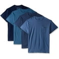 thumbnail image 1 of Fruit Of The Loom Men's Pocket Crew Neck T-Shirt (Pack Of 4) (Assorted Blues, 2X-Large/50-52" Chest), 1 of 1