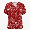 thumbnail image 2 of Uniforme de enfermera de moda para mujer, estampado de muñeco de nieve navideño, manga corta, cuello en V, uniforme de trabajo de Papá Noel, uniforme de trabajo médico 2024, 2 of 5