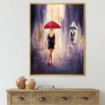 thumbnail image 2 of Designart 'The Girl With The Umbrella Walking In The Rain II' French Country Framed Canvas Wall Art Print, 2 of 5